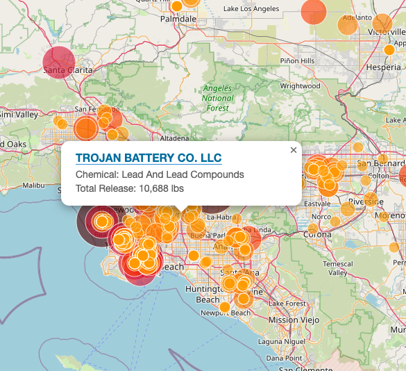 Toxic Releases Map Preview